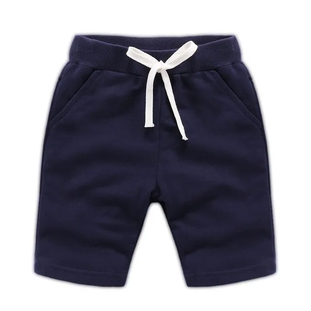 navy blue Коллекция года, летние детские Шорты хлопковые укороченные штаны с эластичной резинкой на талии для маленьких мальчиков и девочек Детские шорты на возраст от 18 месяцев до 9 лет - Цвет: navy blue