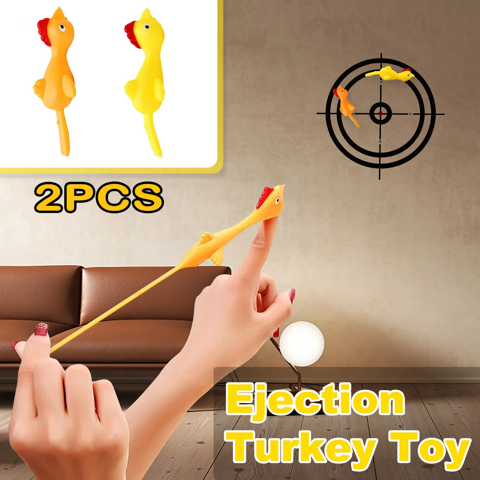 Juguetes antiestr&eacute;s para ni&ntilde;os, juguete suave y divertido para eyecci&oacute;n de pollo, ligero, con dedos de goma, antiestr&eacute;s, 2 uds.-0