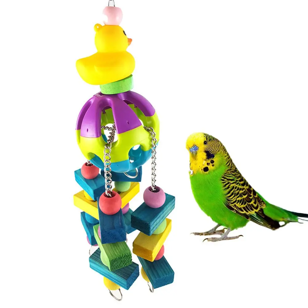 

Large Parrot Chewing Toy Bird Parrot Blocks Knots Tearing Toy Bird Cage Bite Toy For African Grey Macaws Cockatoos