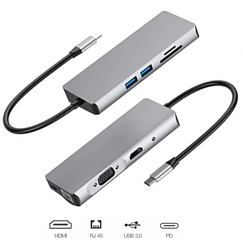 Basix Type C HUB USB-C USB 3 0 Thunderbolt HDMI-совместимый 5 мм аудио RJ45 для MacBook Pro Samsung Galaxy S9 s10USB |