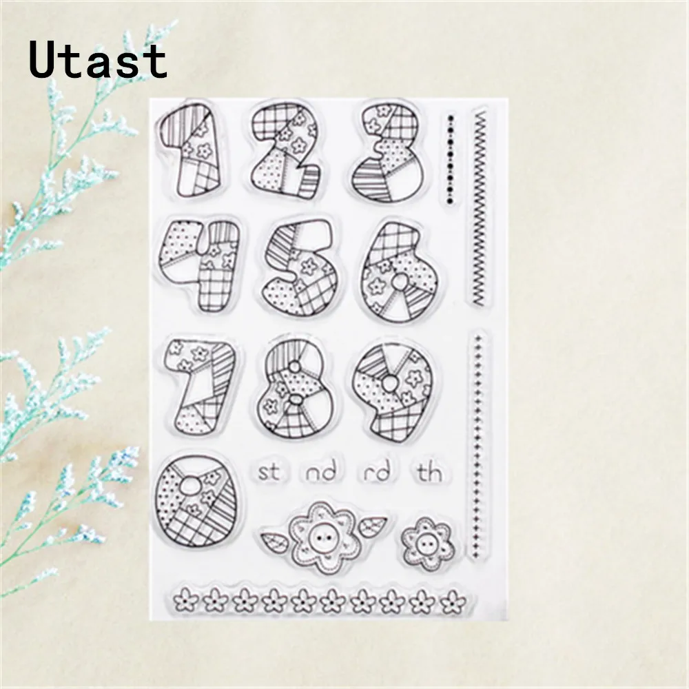 Прозрачные силиконовые штампы с цифрами клейкий Штамп для рукоделия