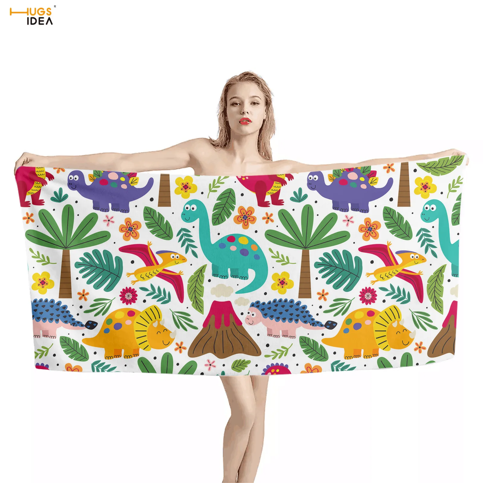 Полотенце для душа HUGSIDEA с мультяшным рисунком динозавра детское