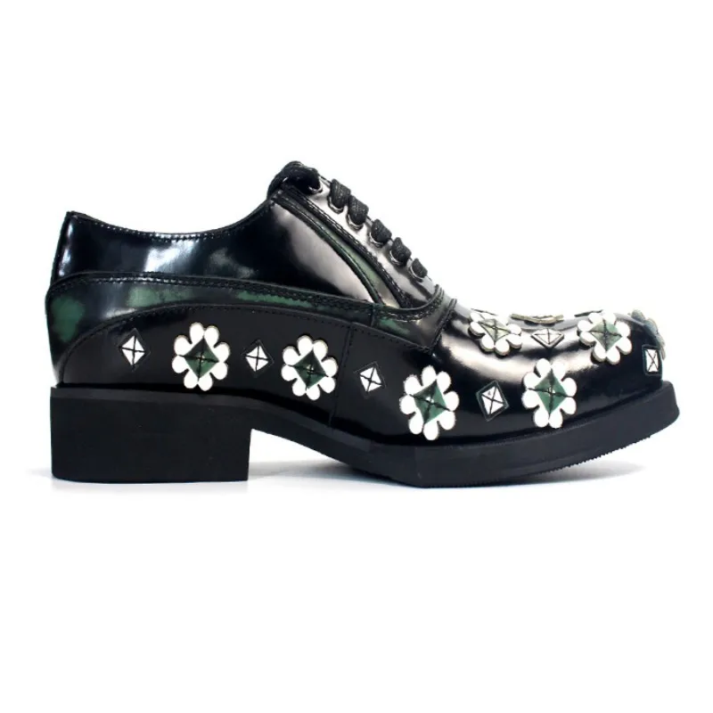 Мужские туфли оксфорды ручной работы из натуральной кожи с цветочным принтом на