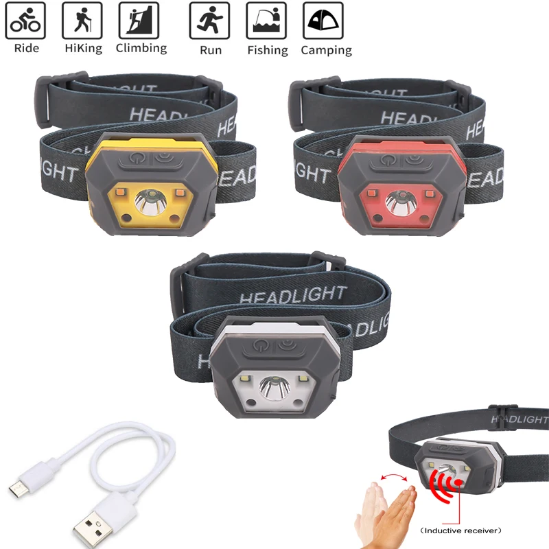 Фонарь налобный Аккумуляторный Тактический с датчиком и зарядкой от USB|Налобные