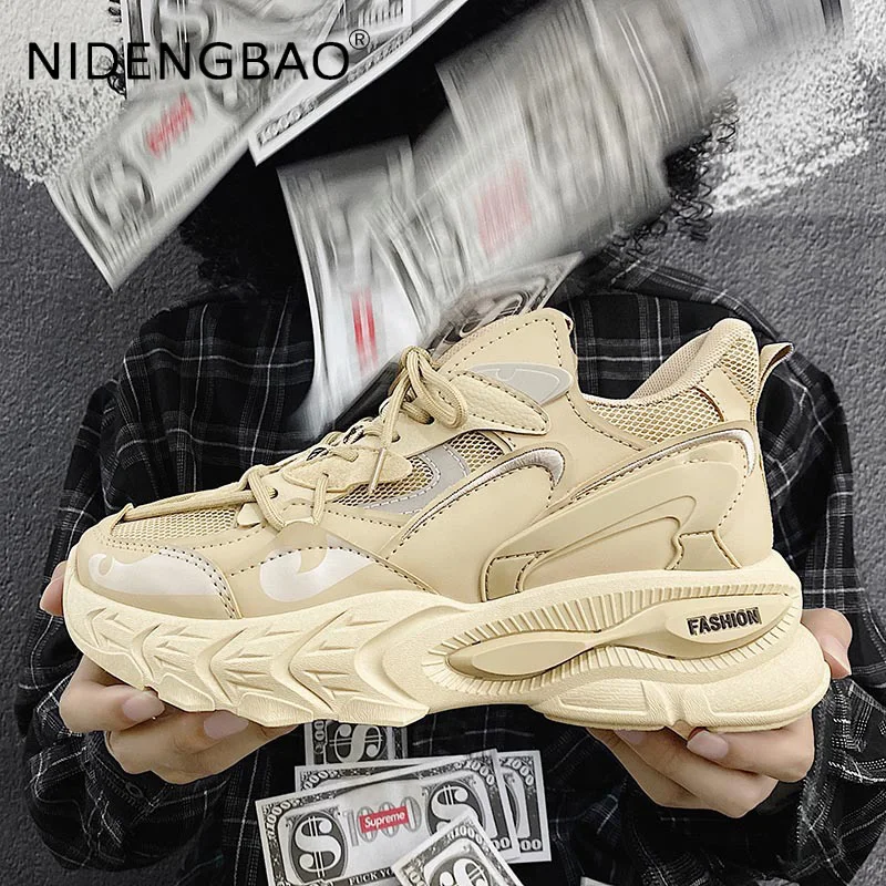 New Men Platform Sneakers 2021 Autumn Mesh Breathable Outdoor Walking Jogging Running Sports Shoes Luxury Chunky Casual Tenis