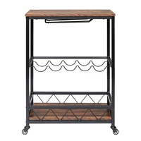 【USA READY STOCK】Bar Serving Cart Home Mobile Kitchen Serving cart,Industrial Vintage Style Wood Metal Serving Trolley