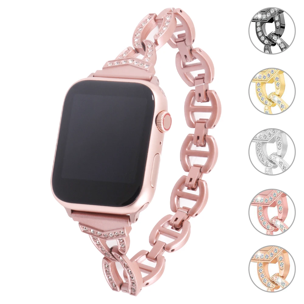 Ремешок для наручных часов Apple Watch 4 5/3/2/1 38 мм 40 женщины наручные Стразы сплав