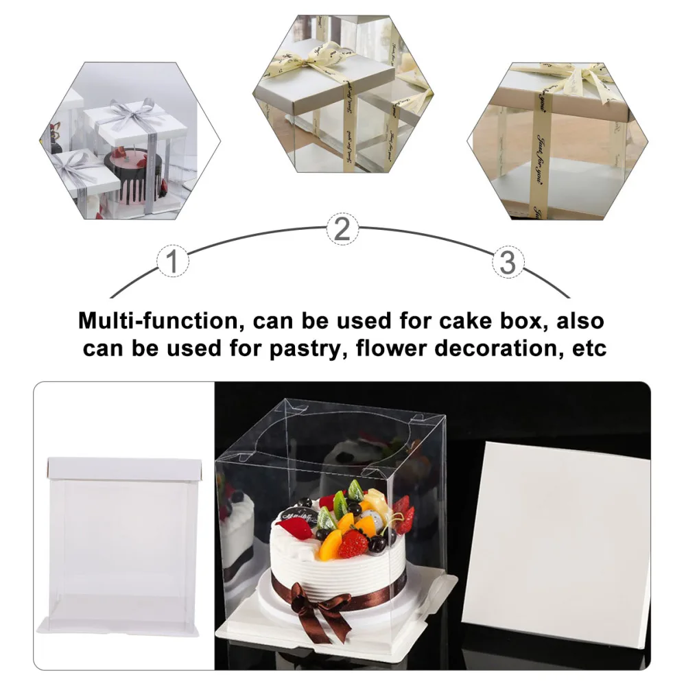 

4pcs Cake Packaging Box Cake Container Transparency Cake Box Cake Wrapping Box