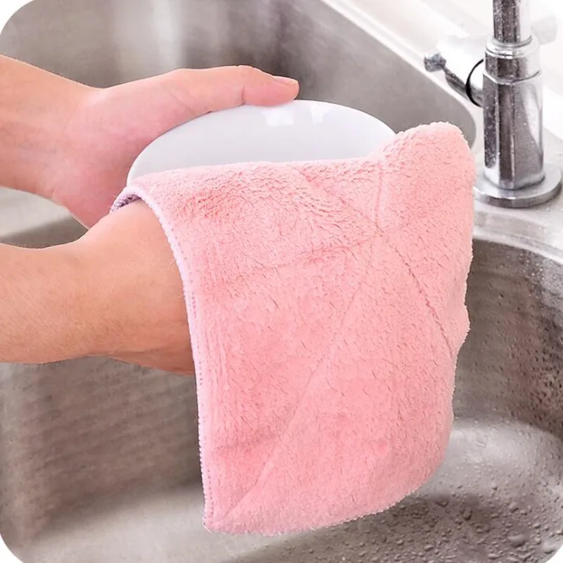 Абсорбирующая губка двухслойная толстая ткань для посуды кухонная посуда