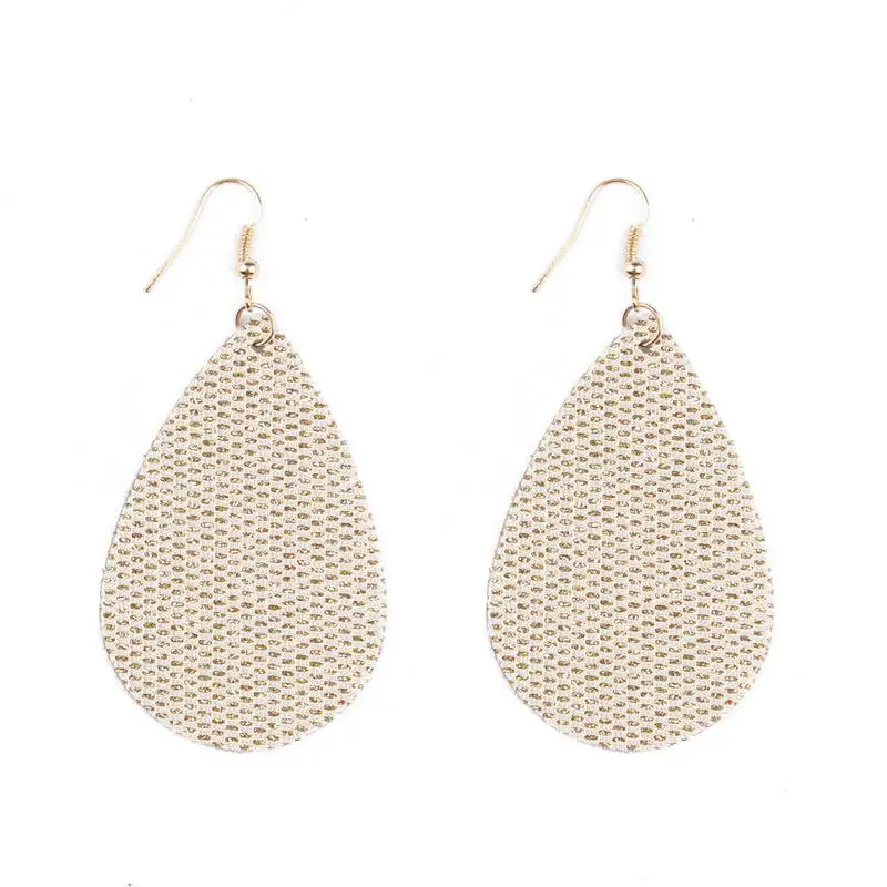 

E6963 ZWPON 2020 New Net Structure PU Leather Glitter Teardrop Earrings for Women Fashion Statement Earrings Jewelry Wholesale