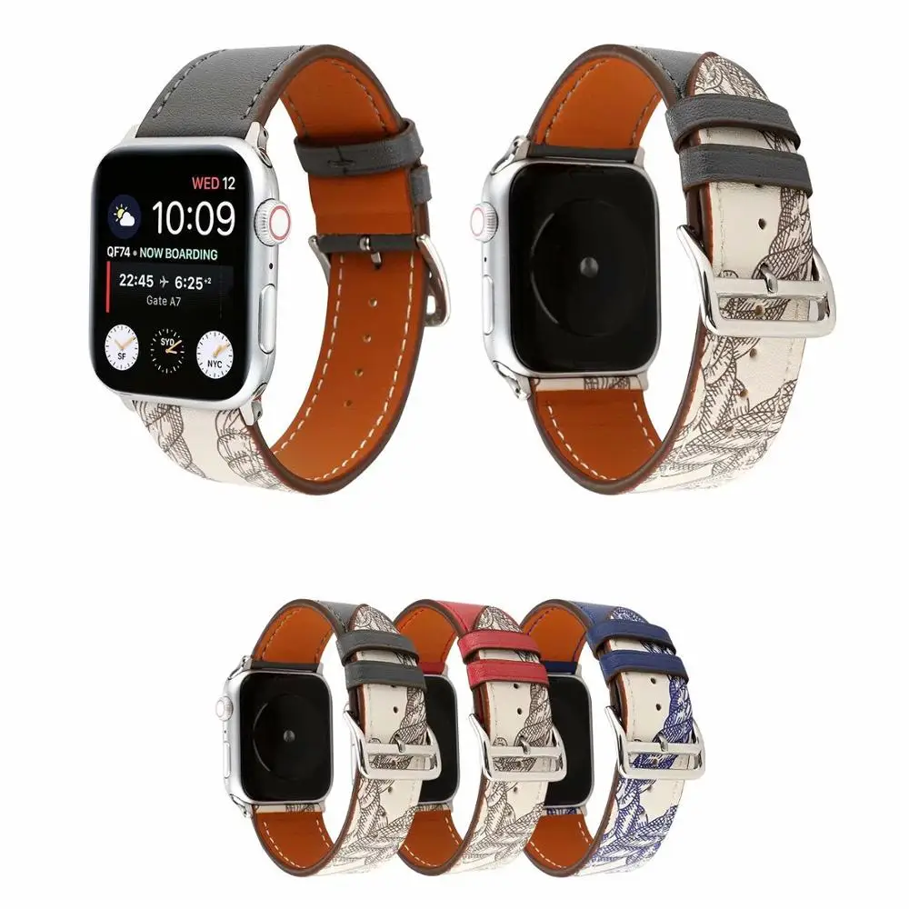 Ремешок из коровьей кожи для Apple Watch 5 band 44 мм iwatch Series 4 3 2 1 smart 42 петля 38 сменный