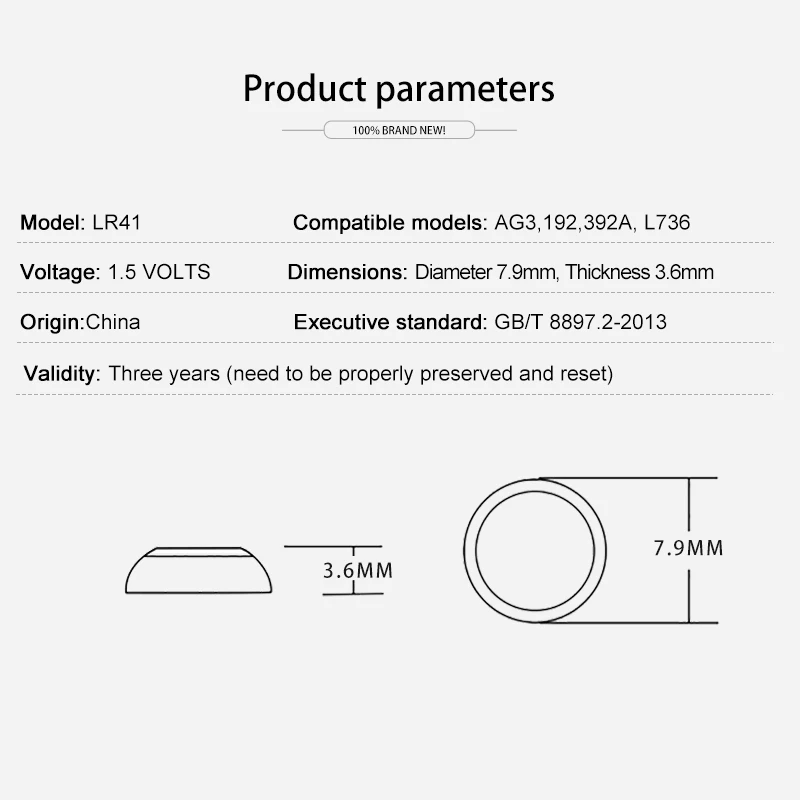 Кнопочная батарея Panasonic LR41 2 шт./лот LR 41 SR41 AG3 G3A L736 192 392A Zn/MnO2 1 5 V литиевая для