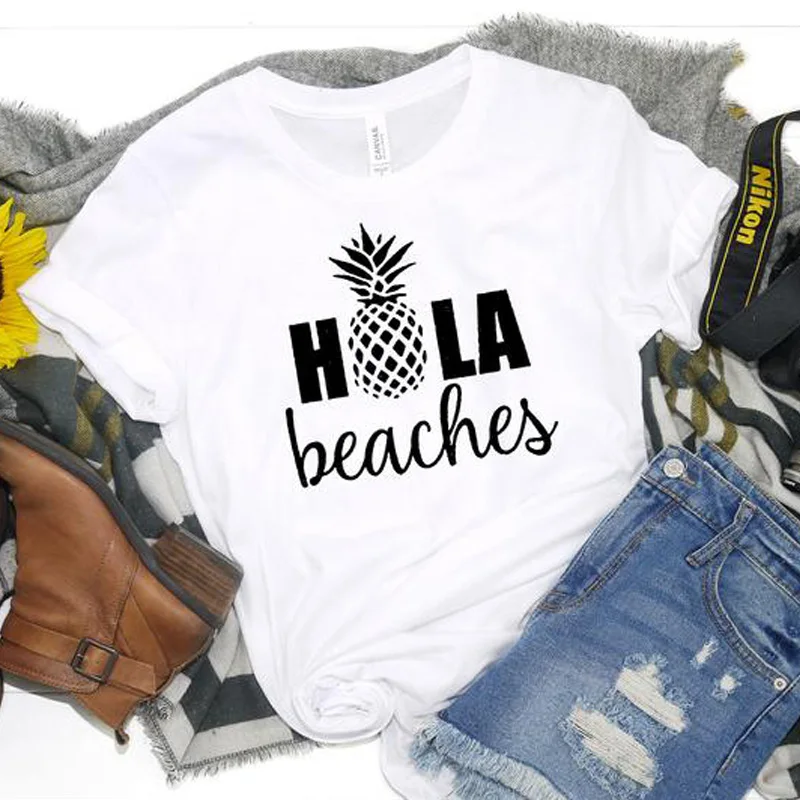 

Women Aesthetic Pineapple Print Tumblr Vibes Vacay Tshirt Beaches T-shirts Summer Vacation Graphic Funny Tee Shirt Top Men