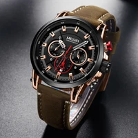 megir men sports watches top brand luxury leather quartz watch men clock waterproof army military wristwatches relogio masculino