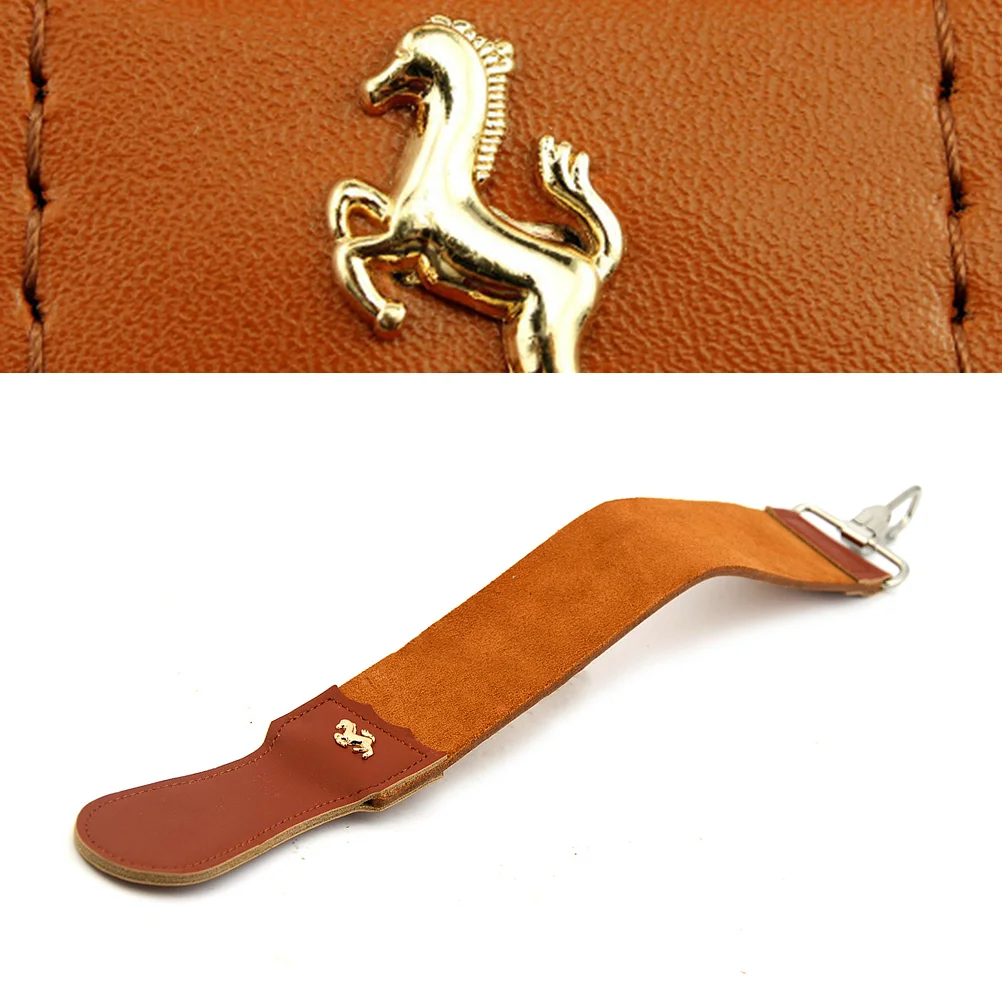 

Double-layer Leather Razor Strop Shaving Sharpener Strap Barber Straight Razor Sharpening Belt (Brown)