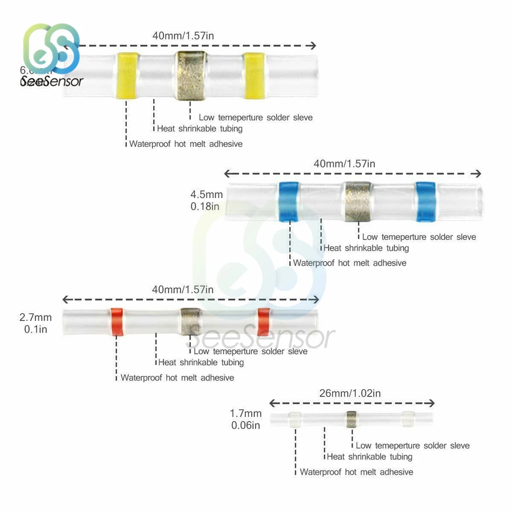 100 шт. водонепроницаемый термоусадочный соединитель для припоя | Обустройство