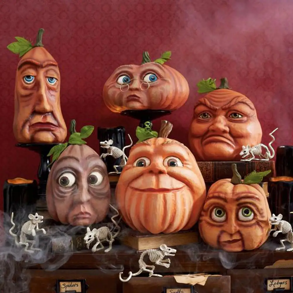 

Expressive Pumpkin Statue Halloween Pumpkin Freak Six Combination Pumpkin Geek Layout Props Halloween Garden Decoration