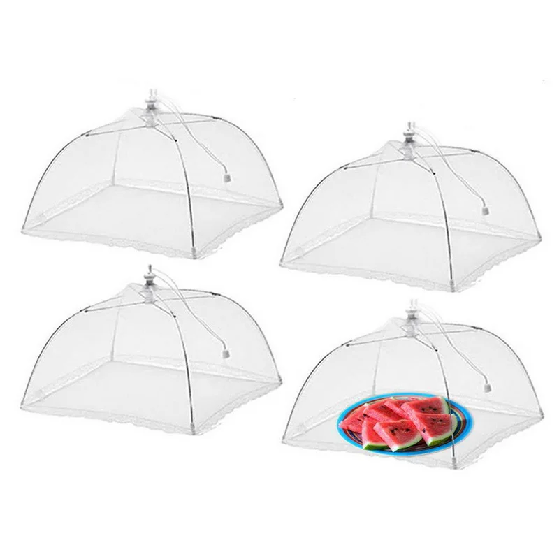 4pc 46x46cm Чехлы для еды, практичный кухонный сложенный пищевой чехол, гигиенический сетчатый зонт, стиль кухонной посуды, покрытие для стола, сетчатая кухонная посуда - Цвет: 4pc 46x46cm