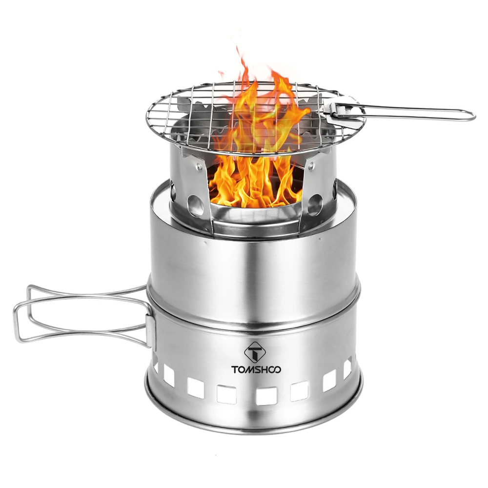

TOMSHOO Camping Stove Ash Plate Foldable Handle Portable Folding Windproof Wood Stove Compact Alcohol Stove Camping Equipment