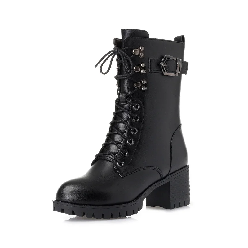 Fujin/шерстяные женские зимние ботинки Модная теплая обувь на плоской подошве с