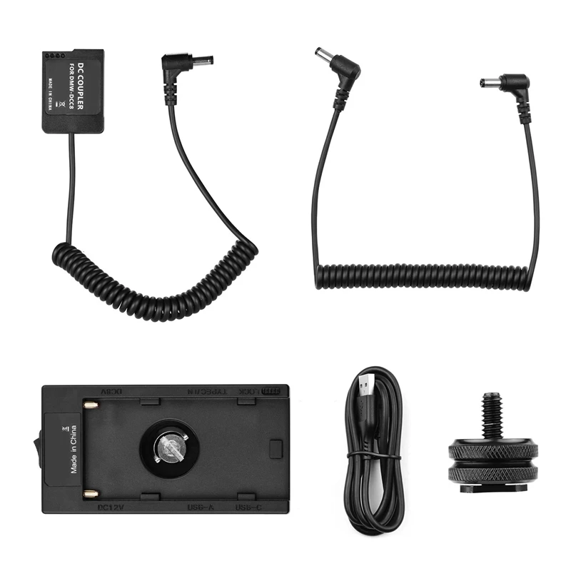 

NP-F970 F750 Battery Plate Holder Adapter with Dual USB Interface + NP-W126 Dummy Battery Coupler for Fuji X-A1/X-A2