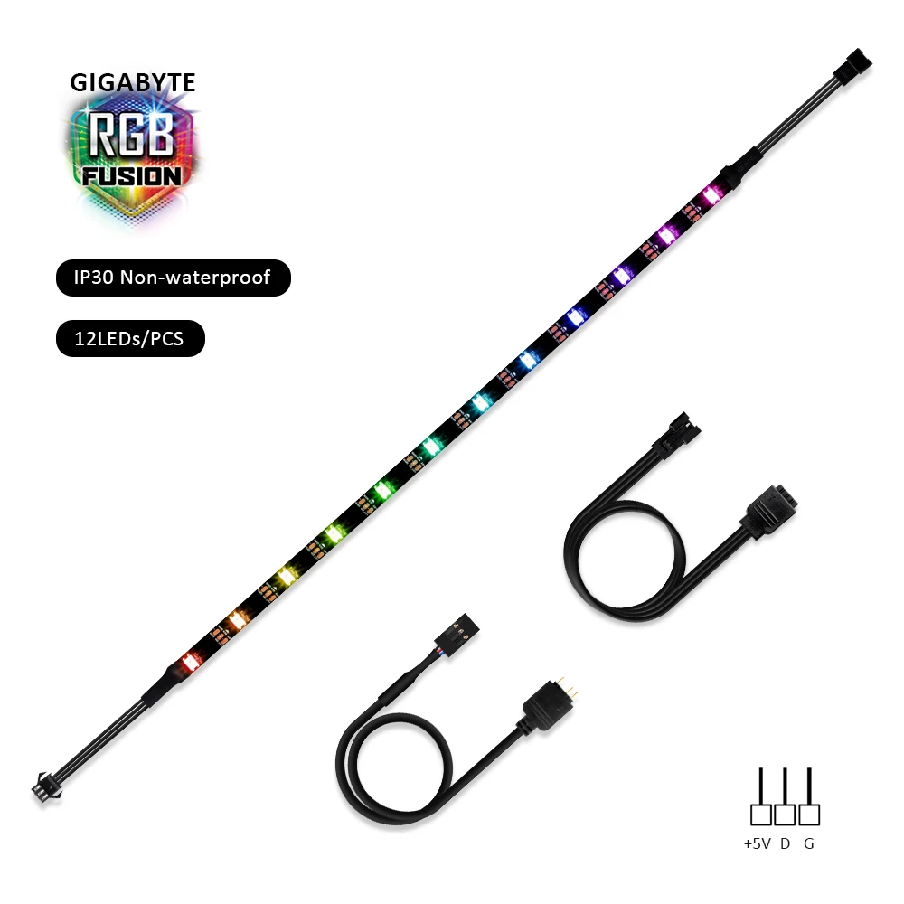 1x12Led IP30 Материнская плата Адресуемая 5В 3 Pin PC Светодиодная лента RGB PC светодиодная лента светильник, для GIGABYTE RGB Fusion(5V 3 Pin адресуемый светодиодный разъем - Испускаемый цвет: 1x12Led IP30