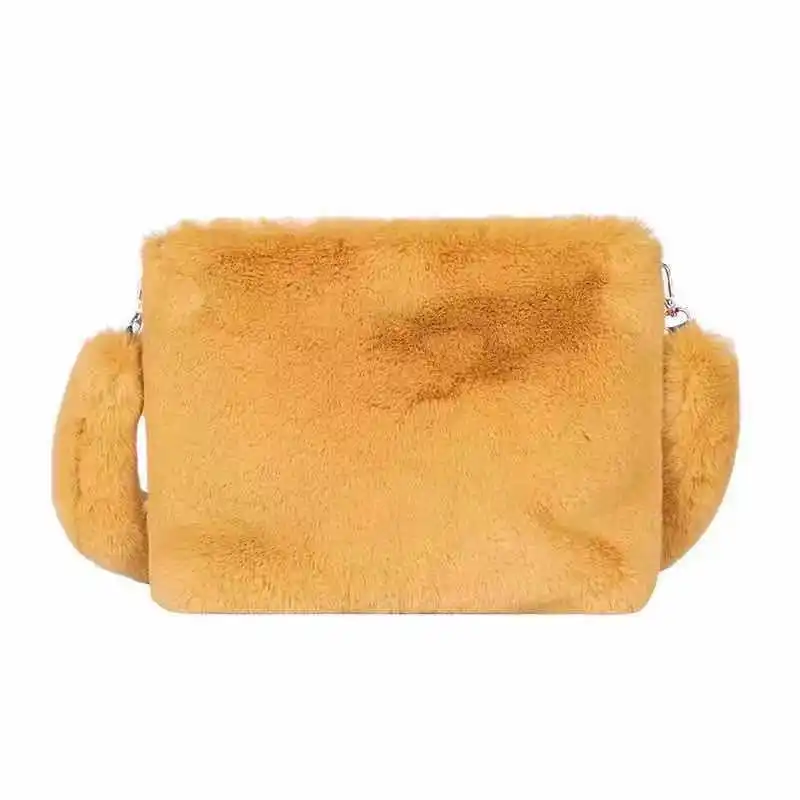 

Ladies New Cute Casual Fashion Solid Color Handbags Soft And Warm Plush Material With Large Capacity Shoulder Messenger Tote Bag