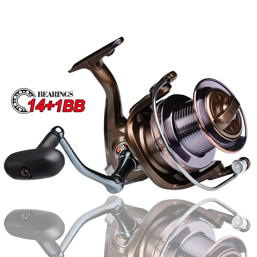 Большая рыболовная спиннинговая катушка 30 кг Max Drag Power 14 + 1BB Цельнометаллический
