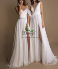 Простое Белое асимметричное свадебное платье с вырезом сердечком, оборками и перьями спереди, платье для вечеринки, свадебные платья