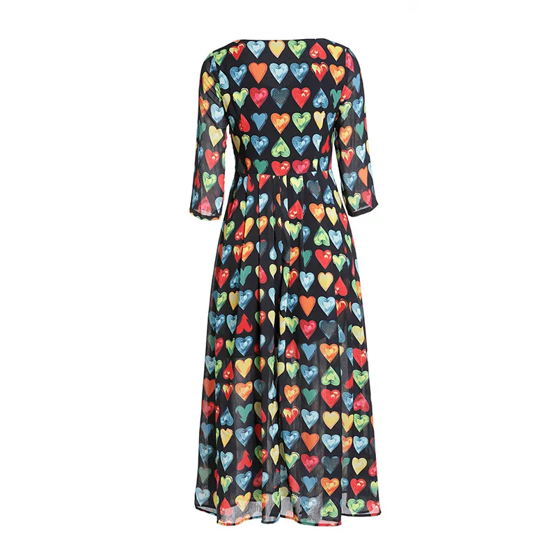 Женское длинное платье до щиколотки с V-образным вырезом длинным рукавом локтя и