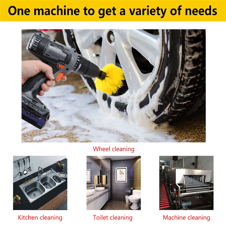 

2/3.5/4 Inch Electric Drill Brush Power Scrubber Medium Stiffness Bristles Bathroom&Shower Cleaning Brush