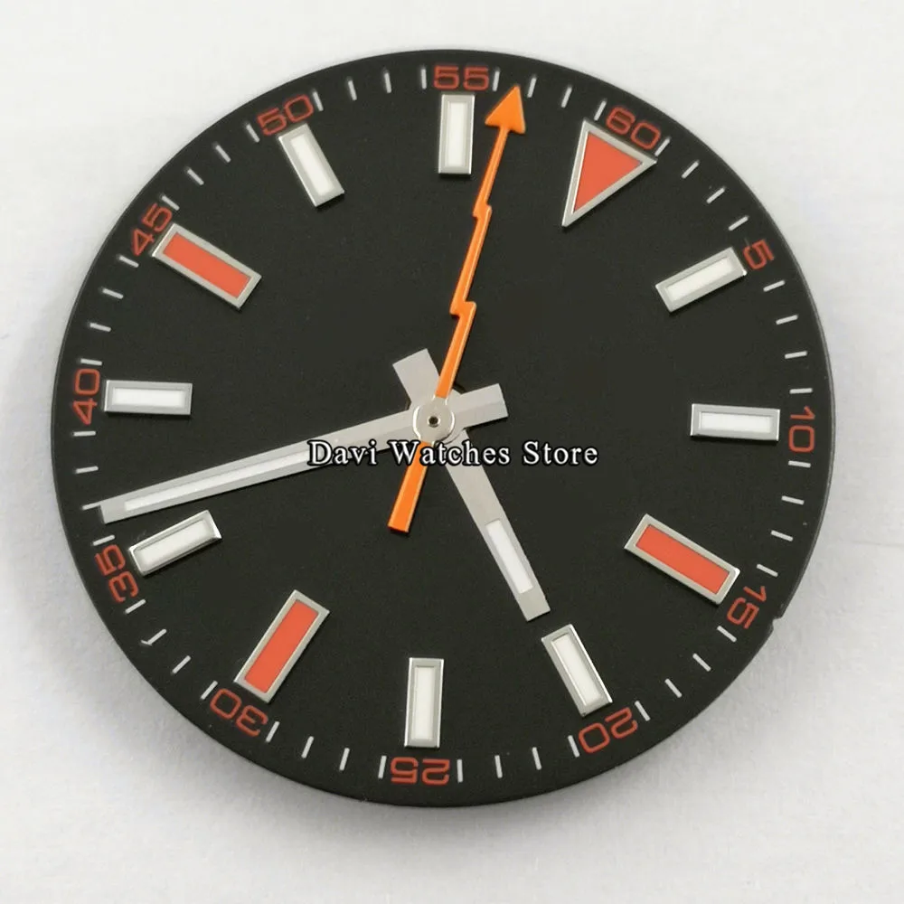 

29mm Sterile Luminous Black Watch Dial + Watch hands Fit Miyota 8205,8215,821A Mingzhu 2813/3804 Automatic Movement