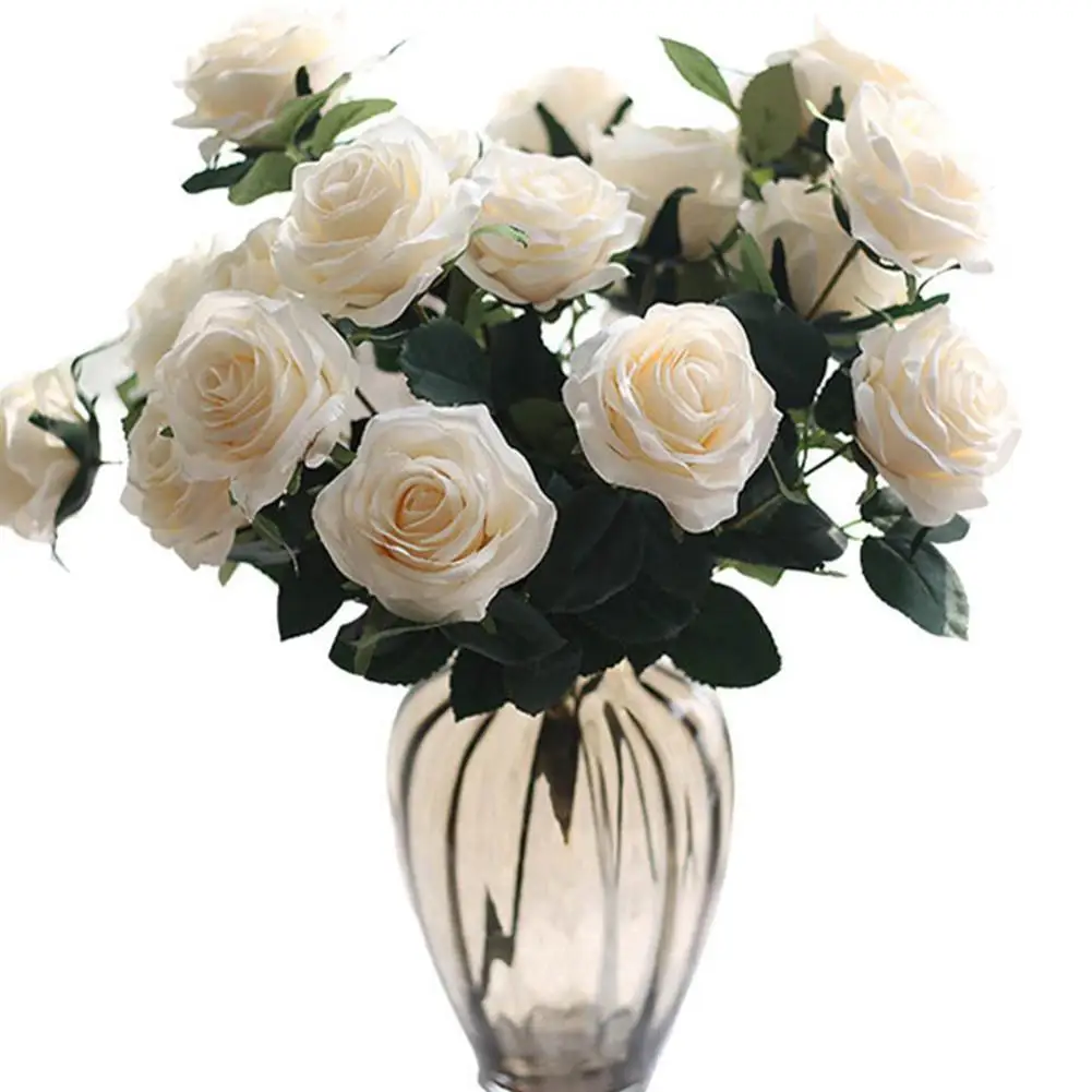

10Heads Artificial Rose Flower Silk Rose Flower Artificial Flowers Wedding Decoration Fake Bouquet Buch Wedding Home Party Decor