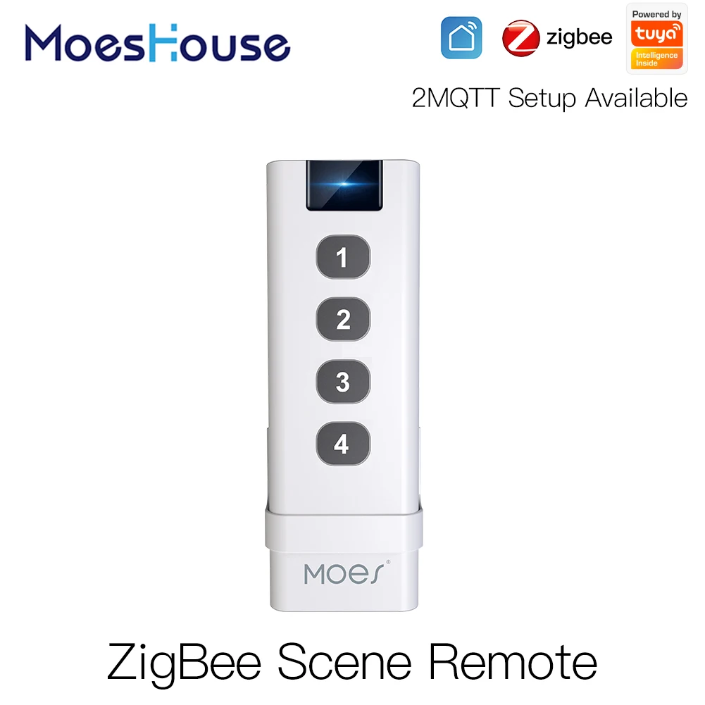 

MoesHouse ZigBee smart house Wireless Scene Switch 4 Gang Remote Portable Tuya Zigbee Hub Required No limit to Control Devices