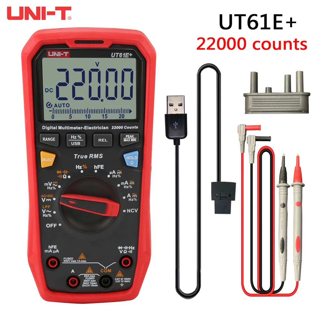 UNI T UT61B + UT61D UT61E цифровой мультиметр Напряжение и гальванометр True эффективное