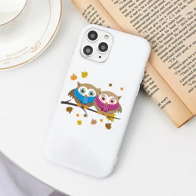 

owl Cute pink cartoon animal Phone Case Candy Color for iPhone 6 7 8 11 12 s mini pro X XS XR MAX Plus