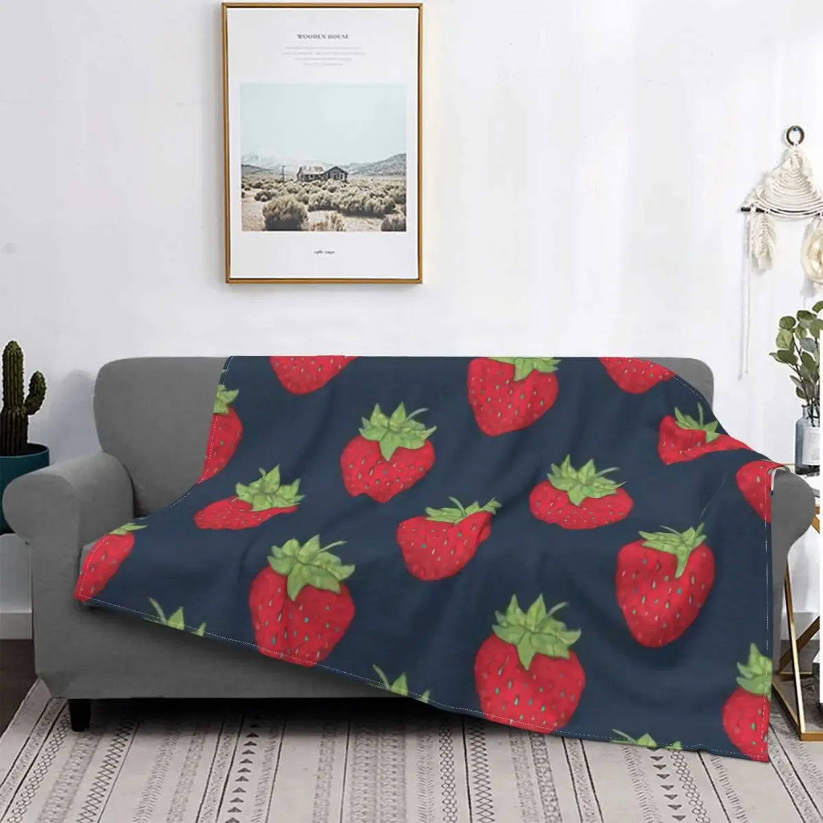 

Manta de frutas con estampado de fresa, mantas de lana de Coral transpirables Súper suaves para cama, sofá, envío gratis