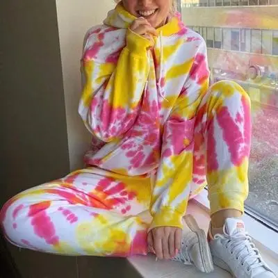 

Women's Suits Spring Autumn Women Print Women Top + Pants 2 piece set 2020 Casual Hooded Long Sleeves Loose Home Colthes