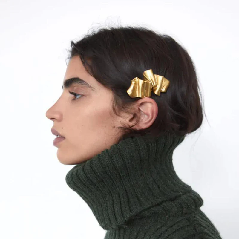 

Bilandi Metal Hair Clips Geometric Rectangle Golden Multilayer Fold Barrette Exaggeration Hair Clip Women Accessories Girl Gift