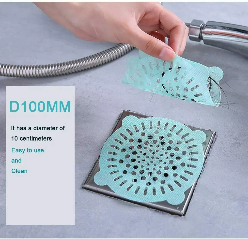 

10PC Disposable Bathroom Kitchen Floor Drain Sticker Hair Filter Waste Sink Strainer Non-woven fabric Cleaning Paper