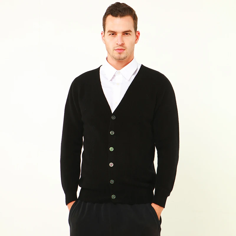 LONGMING свитер из 100% мериносовой шерсти мужской кардиган с v-образным вырезом зимний