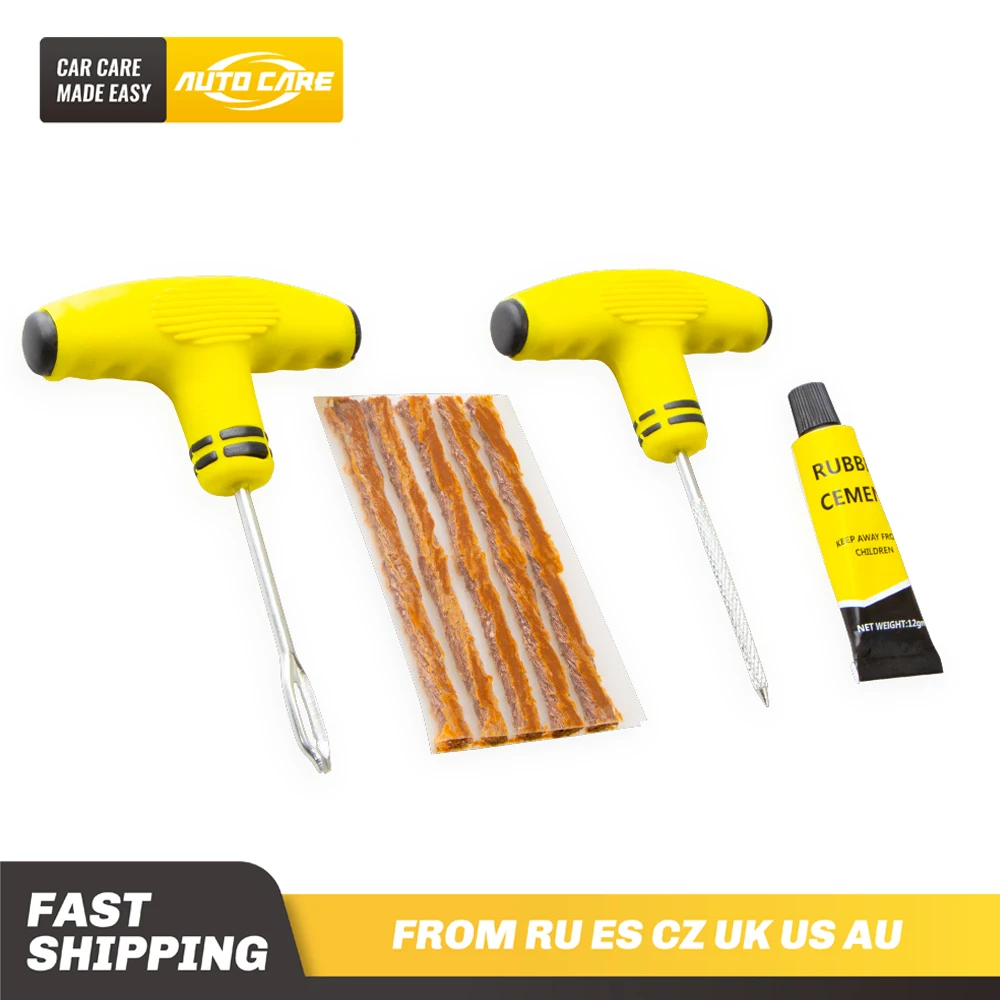 Набор инструментов для неотложного ремонта бескамерных автомобильных покрышек.