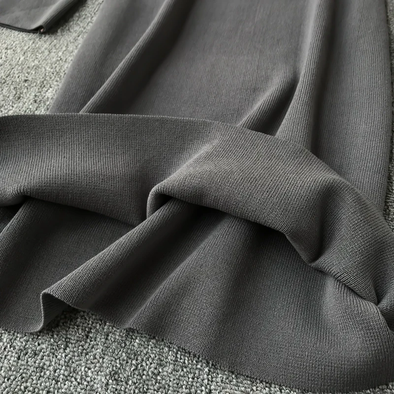 ALPHALMODA осенне-зимнее женское трикотажное платье хит цвета новое ретро с высокой талией цветное с длинным рукавом тонкое трикотажное цельное платье