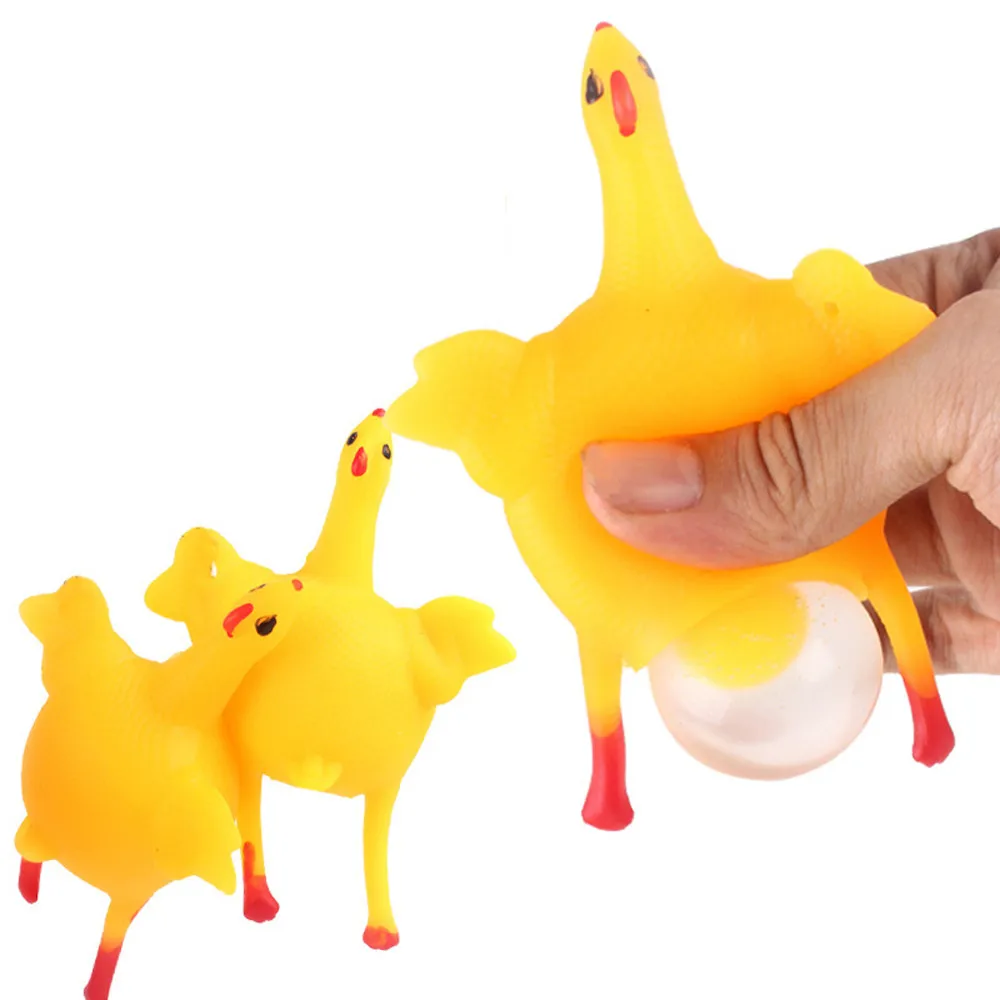 

2021 Chicken Egg Laying Hens Crowded Stress Ball Keychain Creative Funny Spoof Tricky Gadgets Toy Chicken Keyring Key Chains
