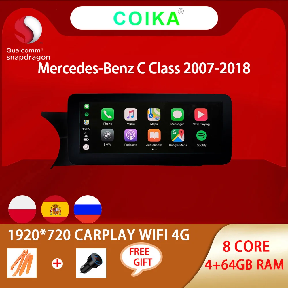 8 ядер Andriod 10 система автомобиля GPS Navi Радио для Mercedes Benz W204 W205 X253 W446 2007 2018 Wi Fi 4G 4 + 64 ГБ