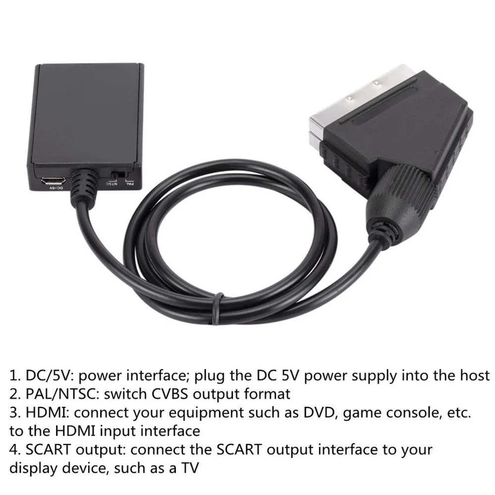 PzzPss HD 1080P HDMI вход на выход SCART видео аудио конвертер адаптер для HDTV DVD Sky Box STB Plug and Play