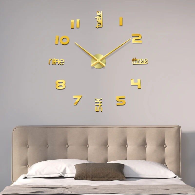 Home Decoration 48 inch Big Mirror Wall Clock Modern Design 3D DIY Large Decorative Clocks Watch Unique New Year Gift | Дом и сад