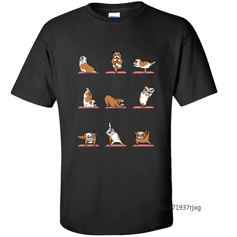 

Funny English Bulldog Pug Tops Shirt Terrier Dog Meditation Physical Exercise OM Tshirt Tshirts Printed Tshirt