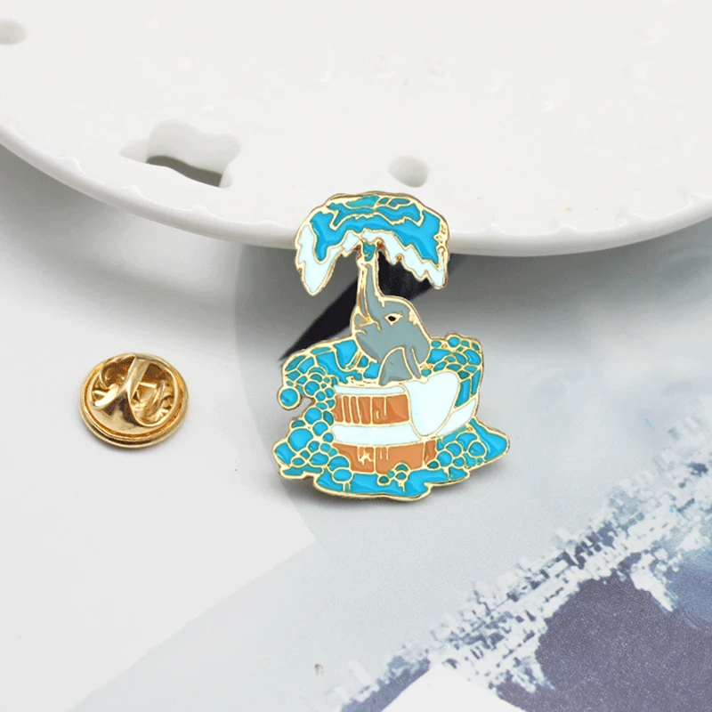 Женская Брошь с эмалью в виде мультяшного смайлика синяя брошь форме слона для