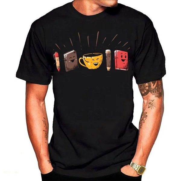

Back To School Coffee New Men T- Shirt Print T Shirt Male Print Slim Fit Tshirt 100% Cotton Fitness Men's T-shirt Christmas Gift